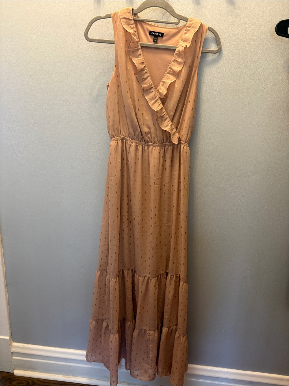 Express Peach Ruffle Tiered Maxi Dress
